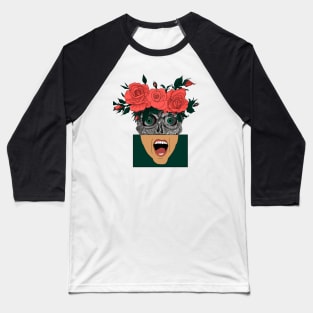 Skull, roses and pop art Baseball T-Shirt